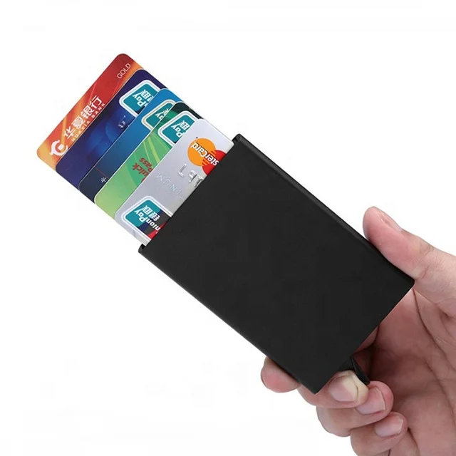 

Custom slim RFID Blocking Metal Aluminum Wallet Men Minimalist Credit Card Holder
