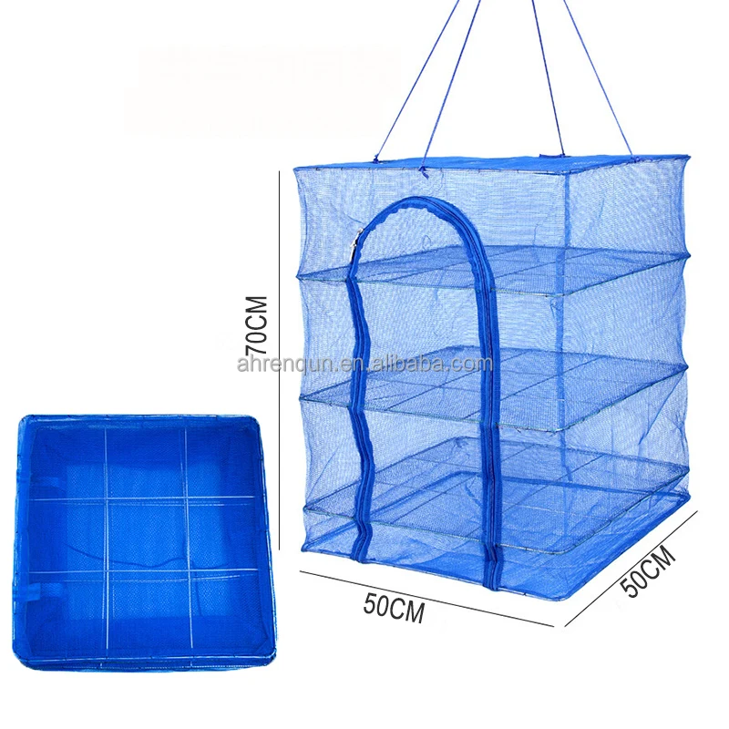 

3 layers zipper Hanging drying baskets / food dehydrate net, Blue