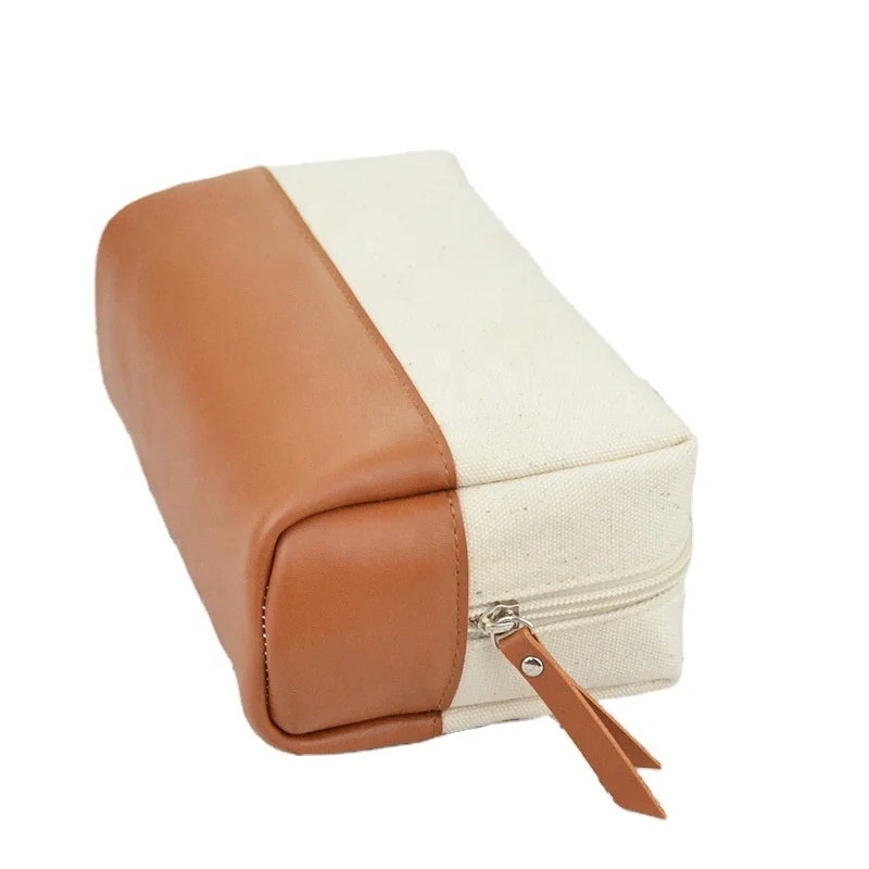 

Minimalist Cosmetic Pouch Travel PU Leather Makeup Toiletry Bag Wholesale Storage Canvas with Zipper for Women Fashion