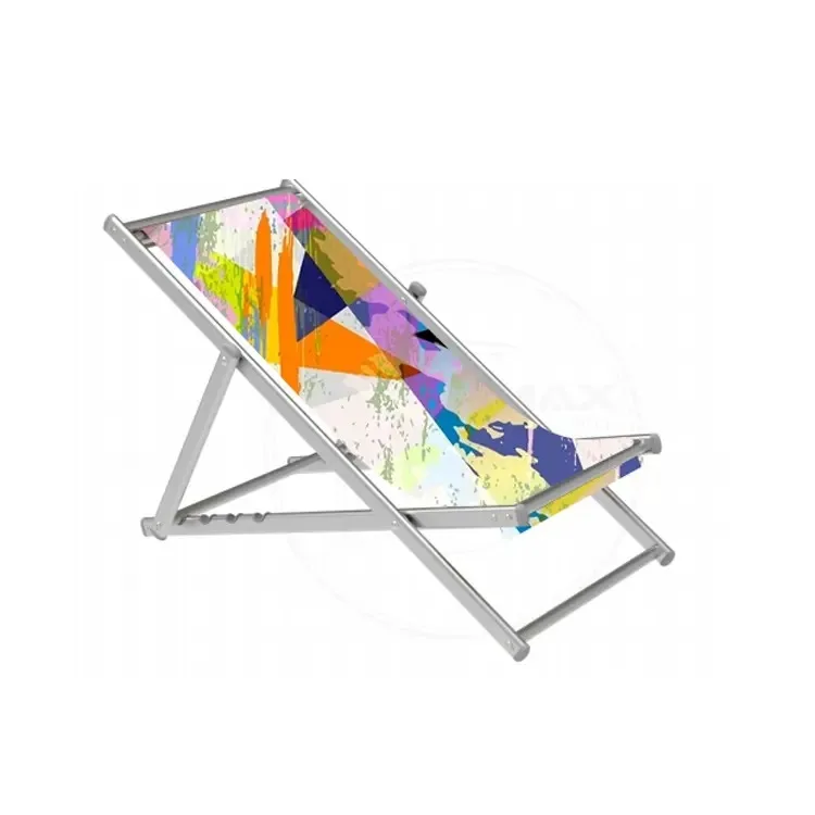 2026 Latest Models ADMAX TE-28CB Model Portable Folding Aluminum Polyester Waterproof Lightweight Beach Lounge Bench Stripes