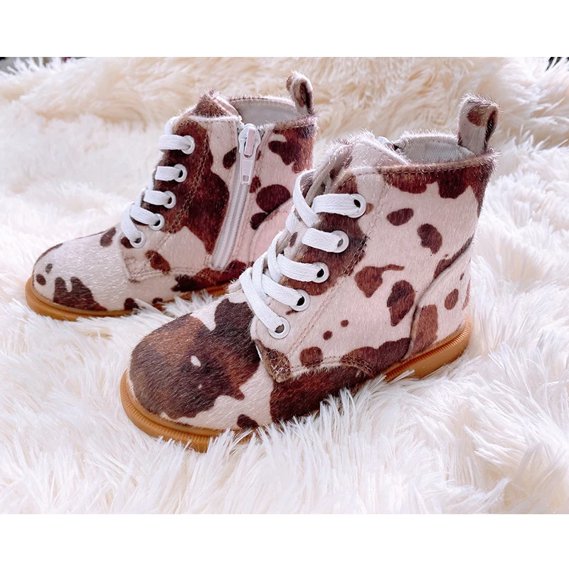 

2020 New Kids cow hide boots baby Cow hide sneaker Cow hide print Kid's Boot customizable