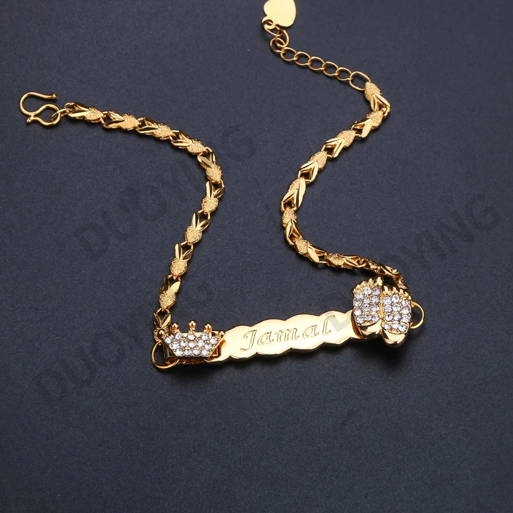 

High Quality Bar Pendant With CZ Baby Name Bracelet Gold Plated Bracelet Women Custom Bracelet, Gold/silver/rose gold