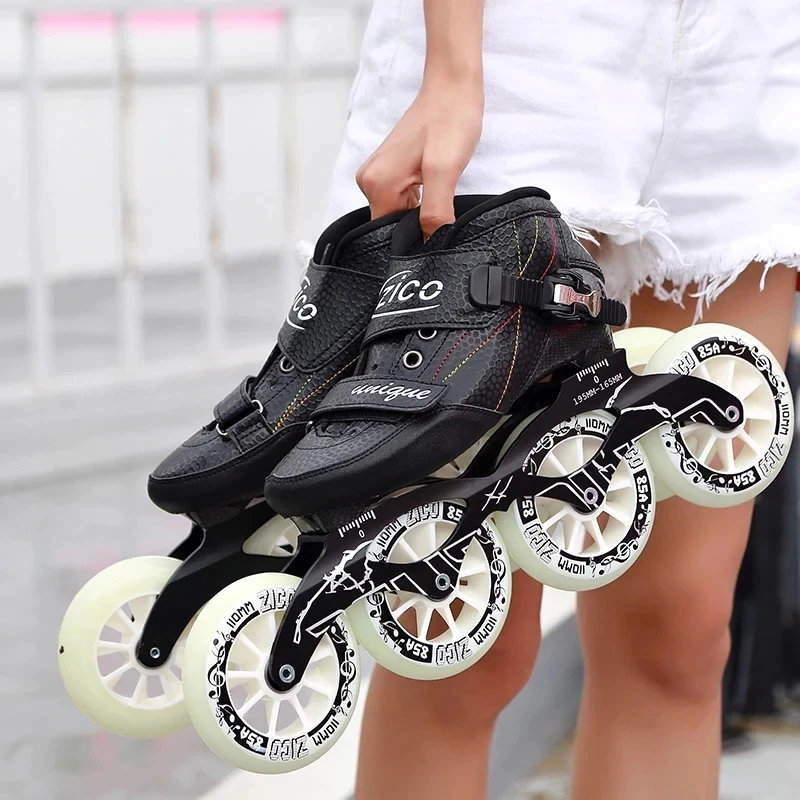Professional carbon fiber roller racing speed skates shoe for adult