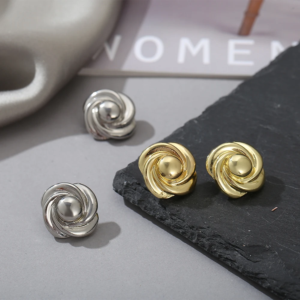 

New Fashion Gold Color Metal Drop Earrings Stainless Steel Simple geometry Knot Twist For Women Statement Jewelry, Gold/silver