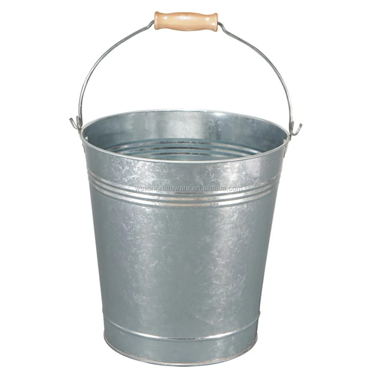 10L Litre Bucket Galvanised Metal Heavy Duty Wooden Handle New By Home Discount 