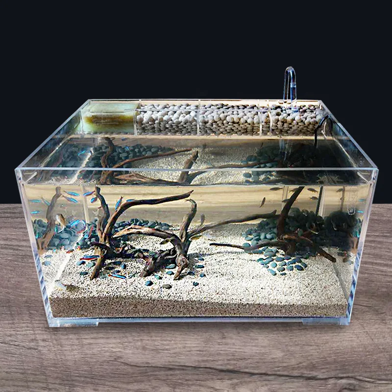 

Customized acrylic aquarium desktop small fish tank of various sizes Oxygenated aquarium fish tank with pump