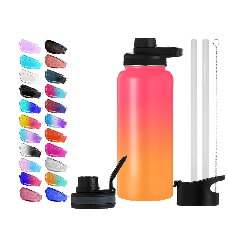 

Double Wall Vacuum Insulated Water Bottle Wide Mouth Thermo Bottle with BPA Free Flex Cap, Straw Lid, Carry Pouch, Stay Cold, Customized color