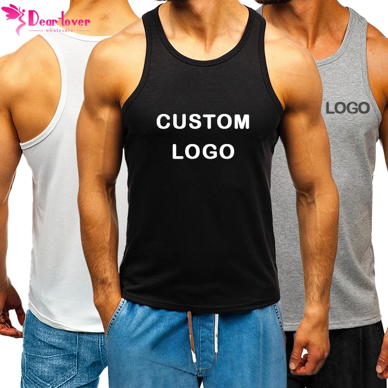 

Custom Logo Cotton White Sleeveless Sports Men's Gym Fitness Workout Men Tank top
