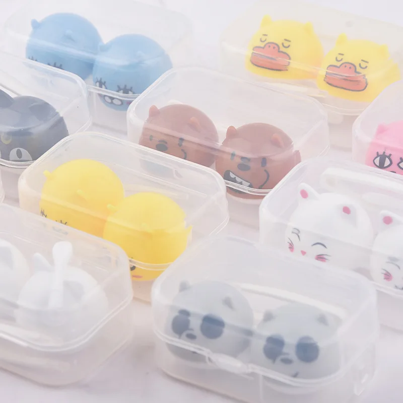 

Cute animal kid glasses waterproof plastic case contact lens display case