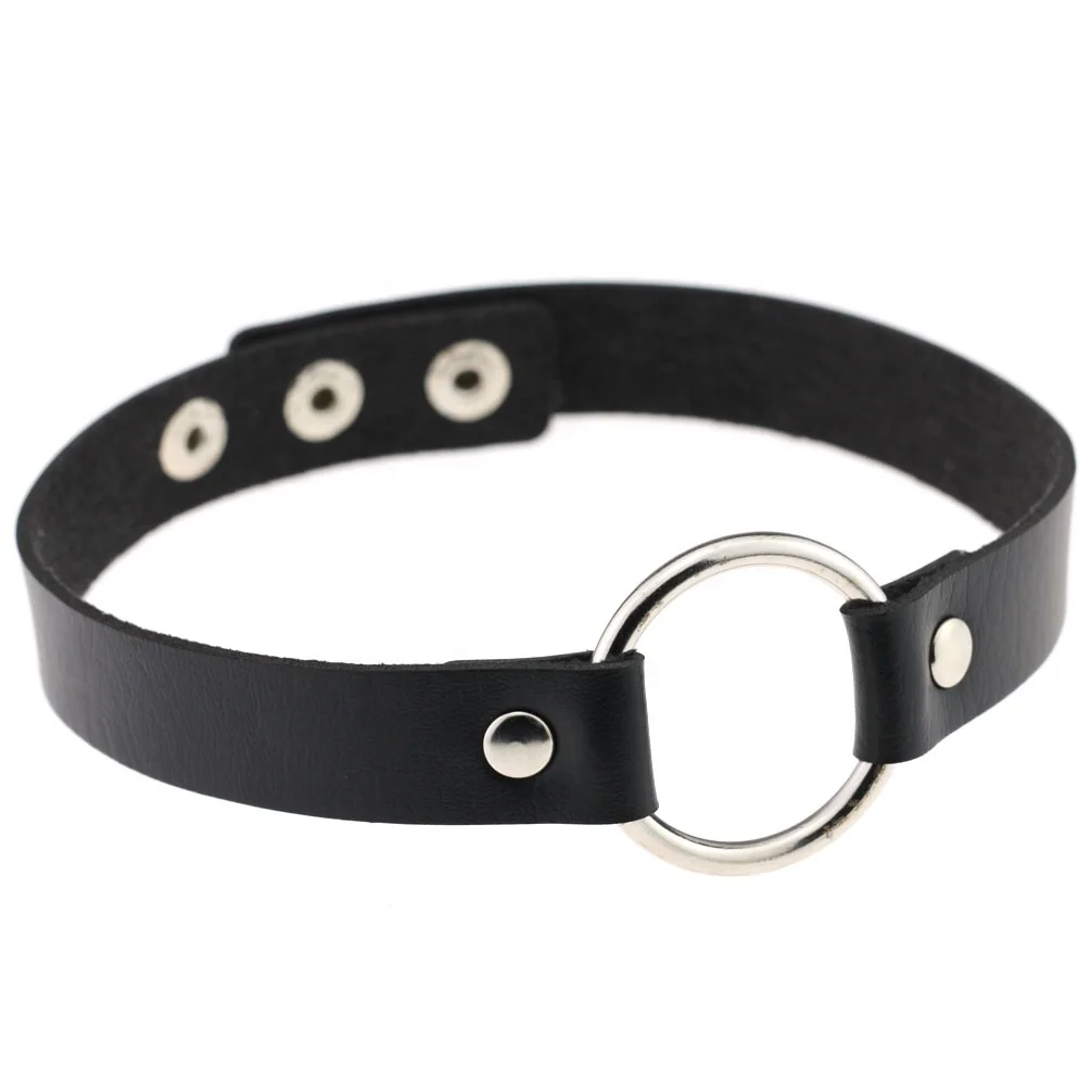 

Fashion Jewelry Handmade O-Ring Leather Necklaces Punk Gothic Rivet Collars, More than 10 colors