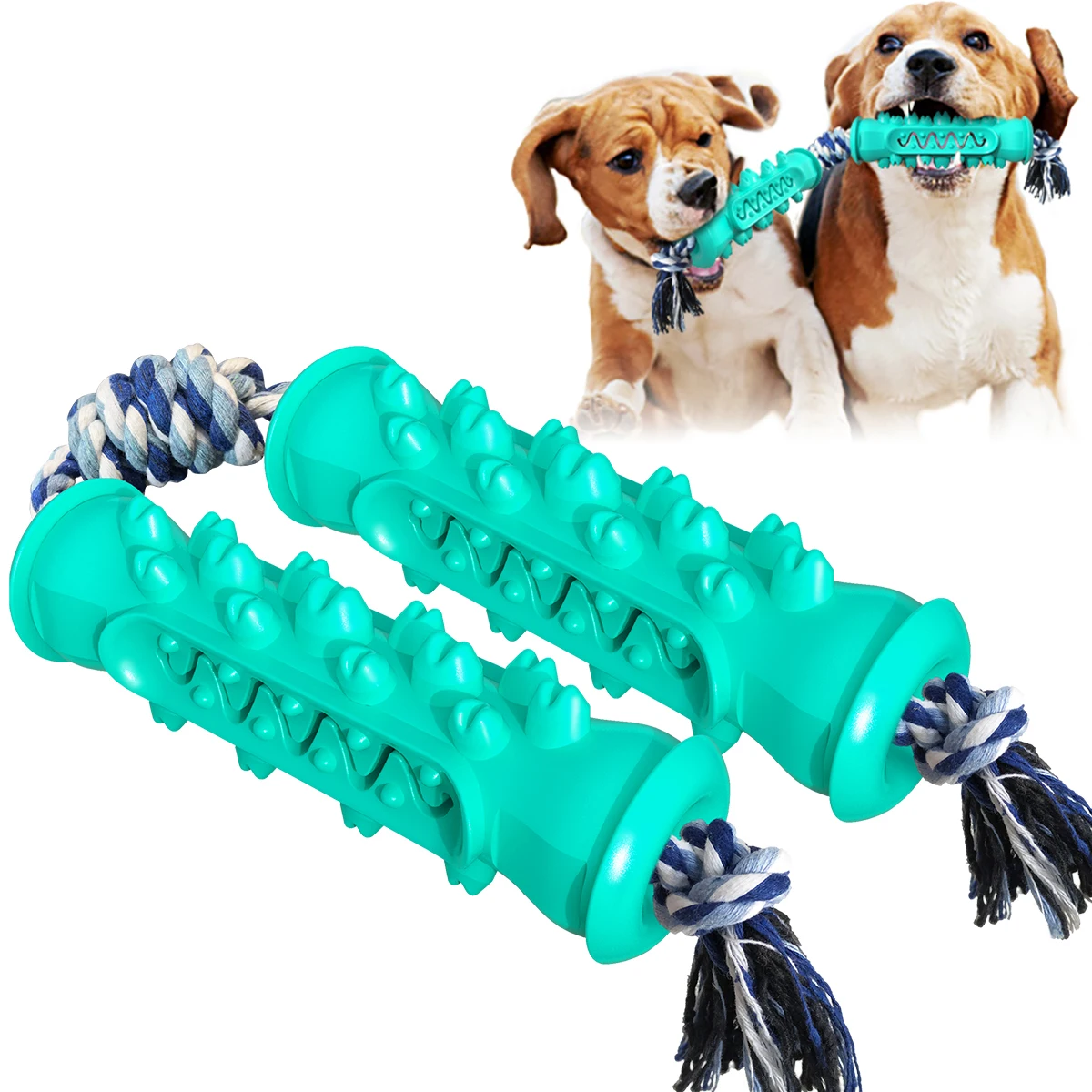 

2021 new Teeth Cleaning Dog Toy 2 Molar Serrated Dog rod with dog bite Toothbrush, Green/yellow/blue