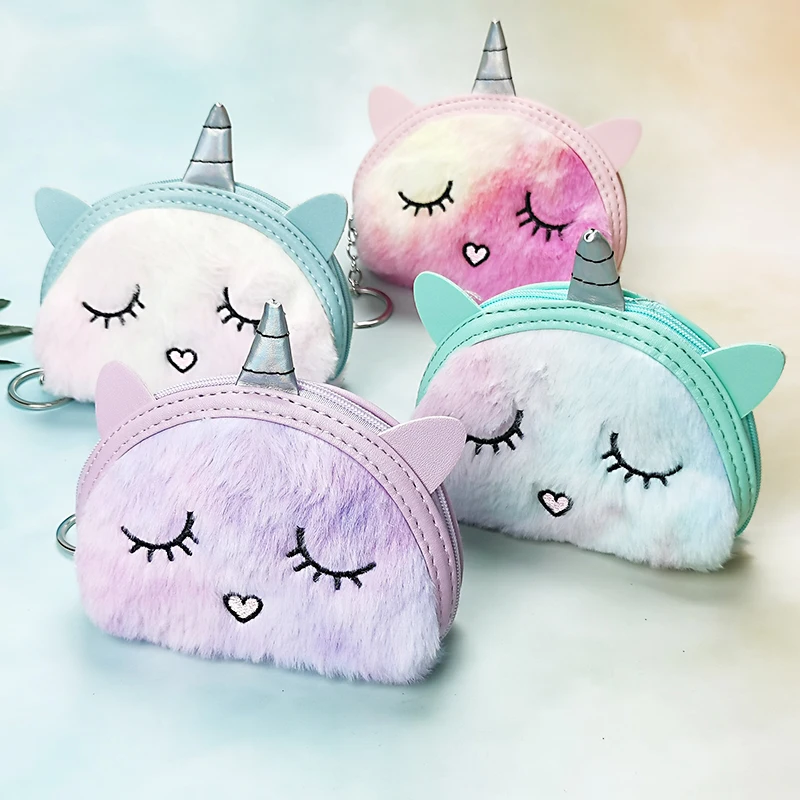 

wholesale gradient unicorn girl coin purse cute plush toy