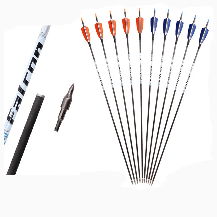 

Spine 400 500 600 Pure Carbon Arrow Archery Hunting Shooting ID 6.2mm Turkey Feather Pure Carbon Arrow