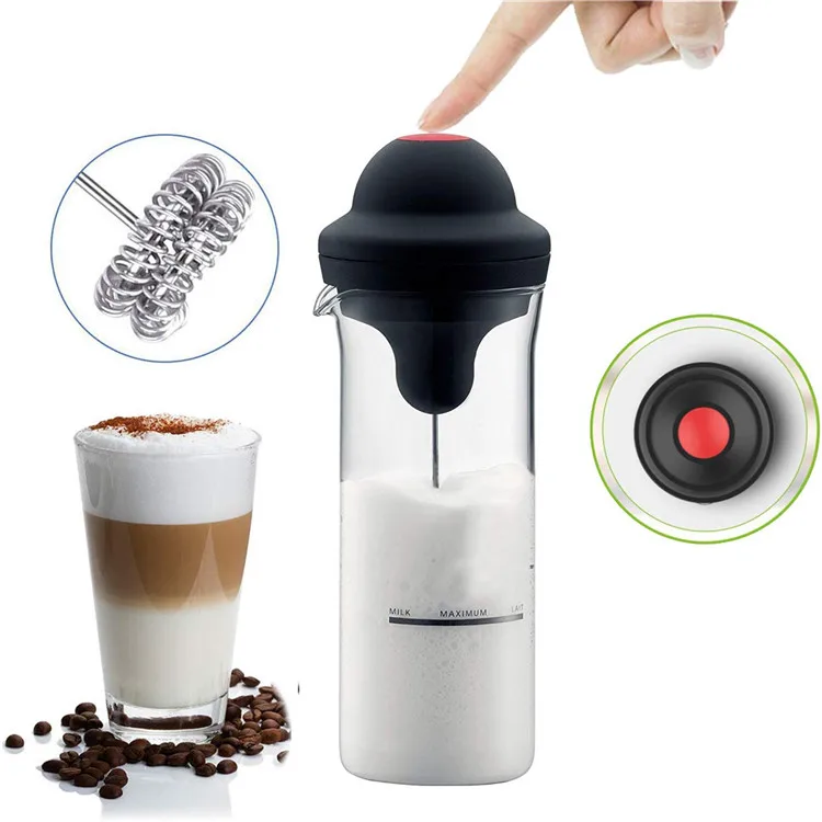 

battery operated latte milk foamer frother shake mixer electric frother whisk, Black