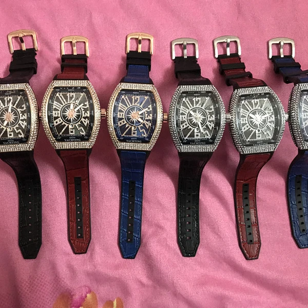 2020 Top Brand Classic For Diamond  red Leather Man Stainless steel Big dial Dz watch Multi-function wristwatch Reloj de hombre