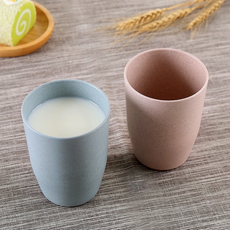 

Eco Friendly Cup Healthy Wheat Straw Biodegradable Mug Cup for Water Coffee Milk Juice Tea Drinkware Wheat Straw Cup, Pink,green,blue,beige