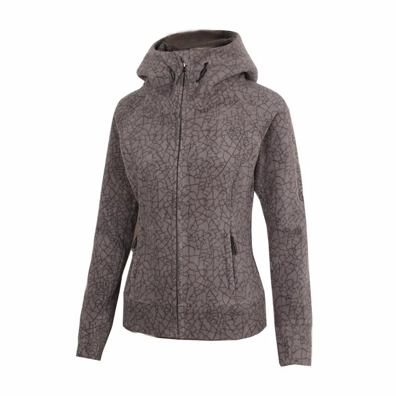 

Custom lightweight winter long sleeve slim windproof hooded fleece all over print jacket women, As picture
