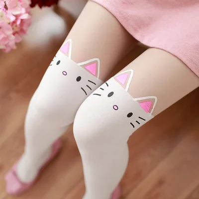 

Fake Thigh Stockings Ladies Pantyhose Cat Bow White Fake High Stockings