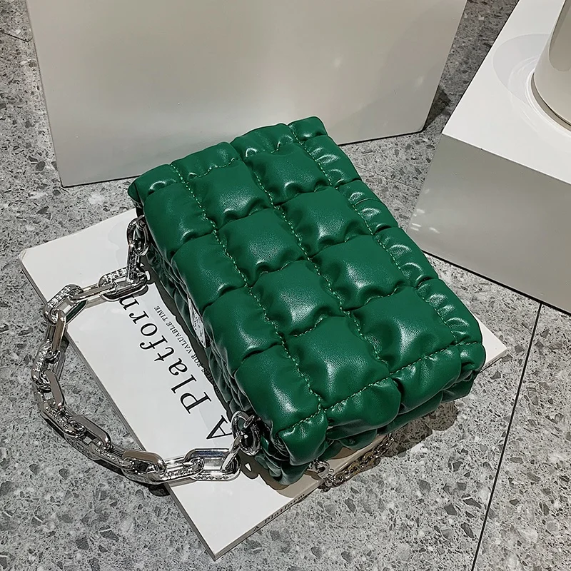 

2022 Drop Shipping Trendy Ladies Chain Shoulder Bags Crossbody Chain Strap Handbag PU Leather Quilted Handbags for Women