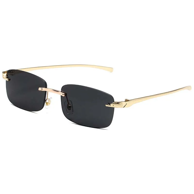 

Popular women rimless black square Fashion Metal Sunglasses Sun glasses