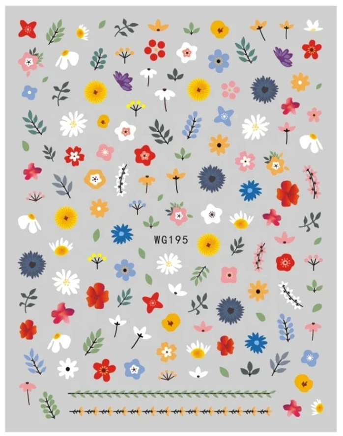 

Paso Sico WG Series WG190-196 Spring Colorful Flowers Daisy Nail Art Stickers Set for Manicure Decals Wraps