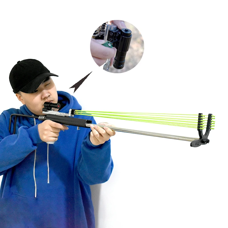 

New Hunting Black Slingshot Metal Professional Powerful Slingshot With 12 Strands Of Rubber Band Outdoor Shooting Sling Shot