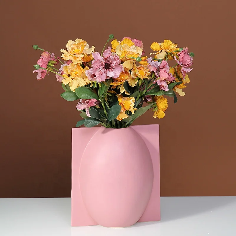 

Nordic Light Luxury Morandi Living Room Flower Arrangement Art Geometric Ornaments Ceramic Vase