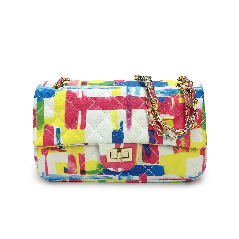 

2020 Hot Sale Fashion Slung Small Square Bag Personality Multicolor Graffiti Bag, 1colors