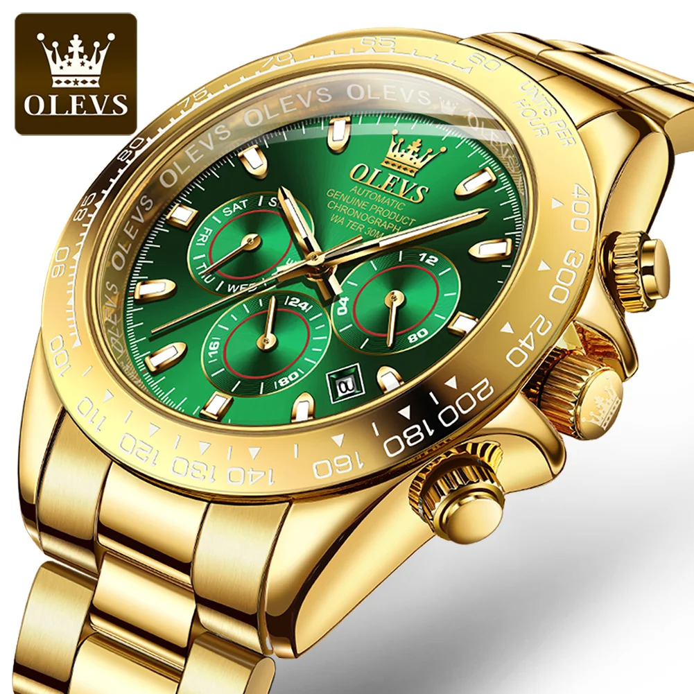 

OLevs 6638 brand watch Automatic small three dial men wrist personalized waterproof Men Mechanical Watch