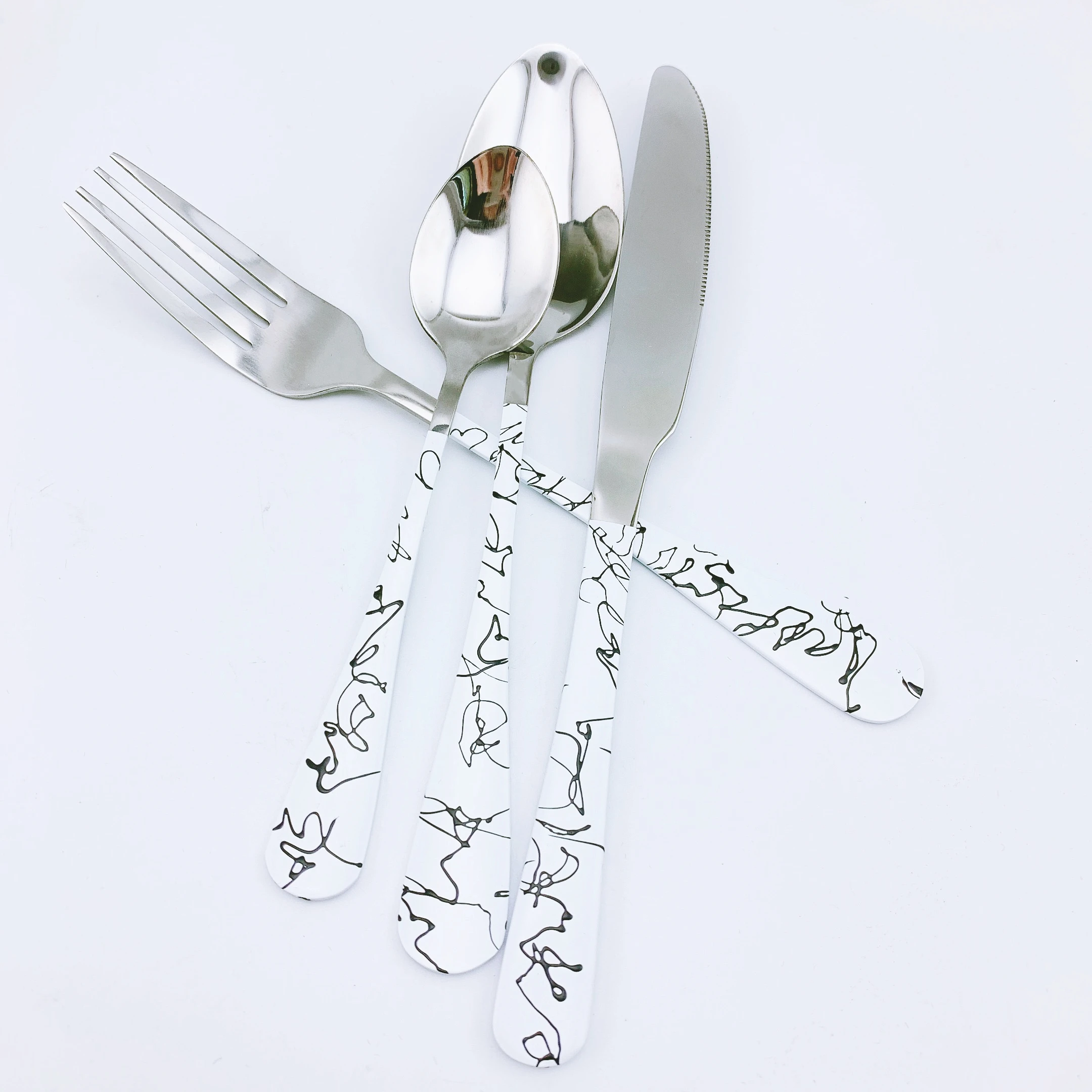 
410 Mirror Silver/white stainless steel Spoon Fork Knife cutlery/flatware/silverware/dinner sets 