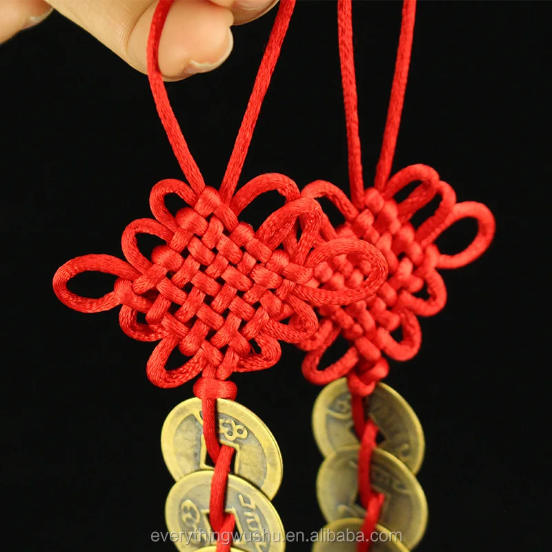 Worldwide Free Shipping Chinese Knot Lucky Coins Feng Shui Coins Chinese Feng Shui Red Of Knot Six Ancient Coins