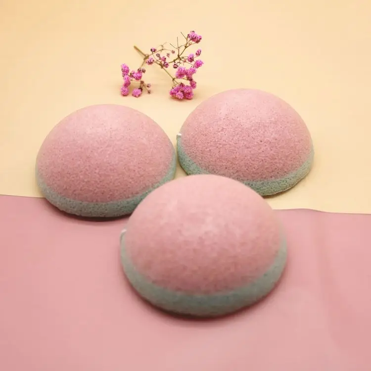 

2021 new product rose petal and walnut shell combination exfoliating konjac sponge for sensitive skin, Customized color