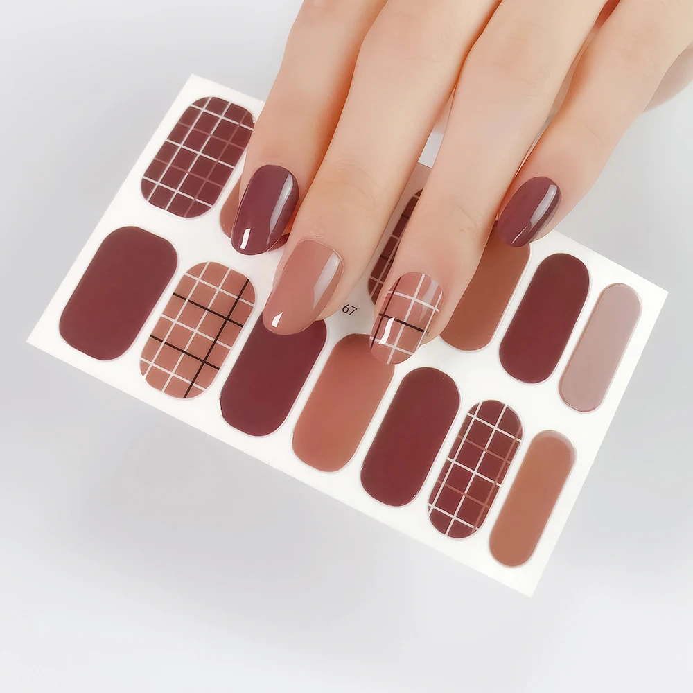 

Plaid Nail Wraps 100% Nail Polish Strips Self-Adhesive Trending Style Private Label