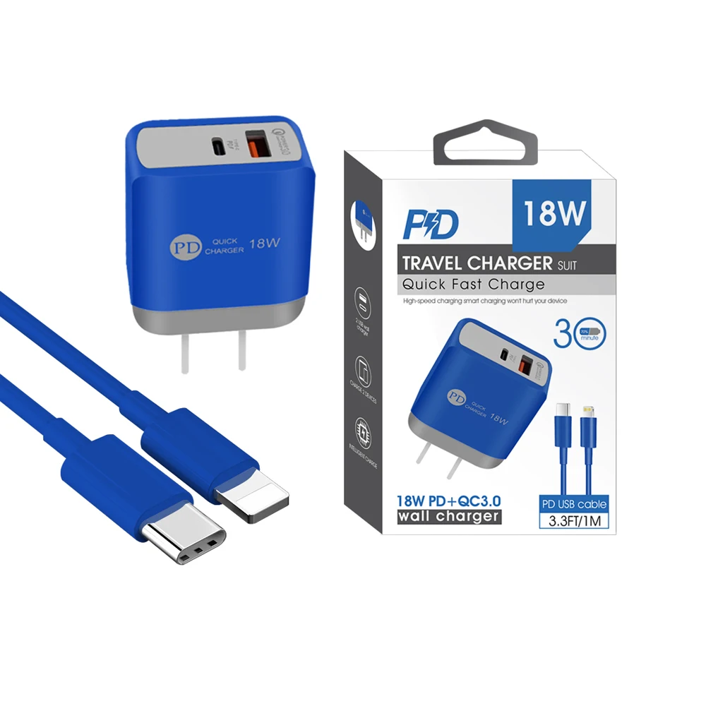 

18W 20W QC3.0 UK EU AU US Plug Chargers Cargadores Carregador USB C Type C Travel Wall Fast Mobile Phone PD Charger