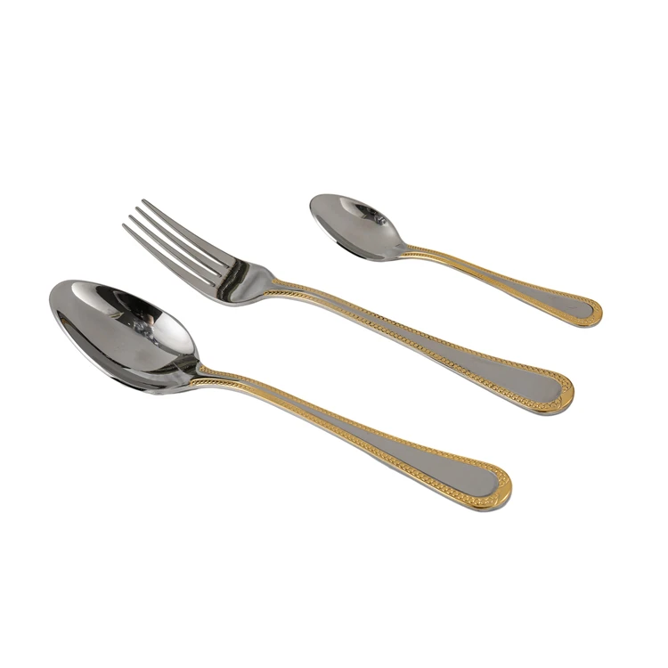 

High-end Gilded Handle Luxury Stainless Steel Cutlery Set Kitchen Hotel Restaurant Fork Spoon Knife Set