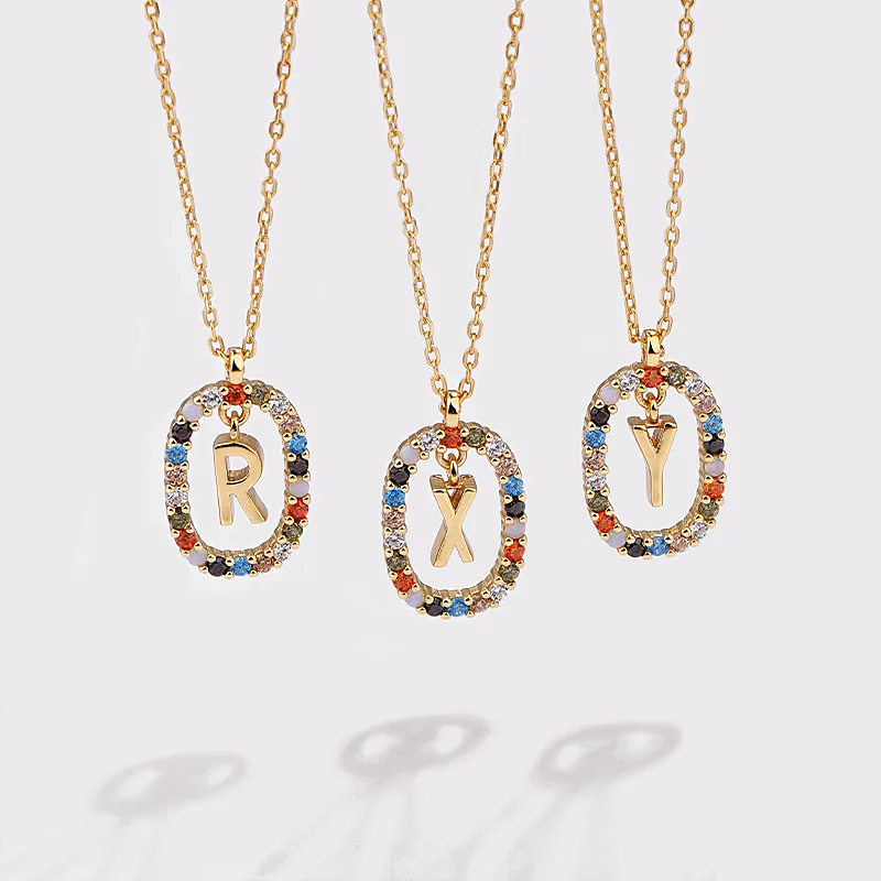 

S925 Sterling Silver Initial Letters Zircon Luxury Necklace For Woman Jewelry