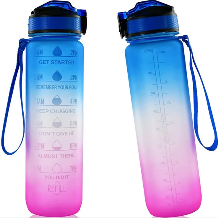 

Ready to ship motivational BPA Free Frosted Plastic tritan water Bottle With Time Marker 32 OZ Water Bottles, Customized color acceptable