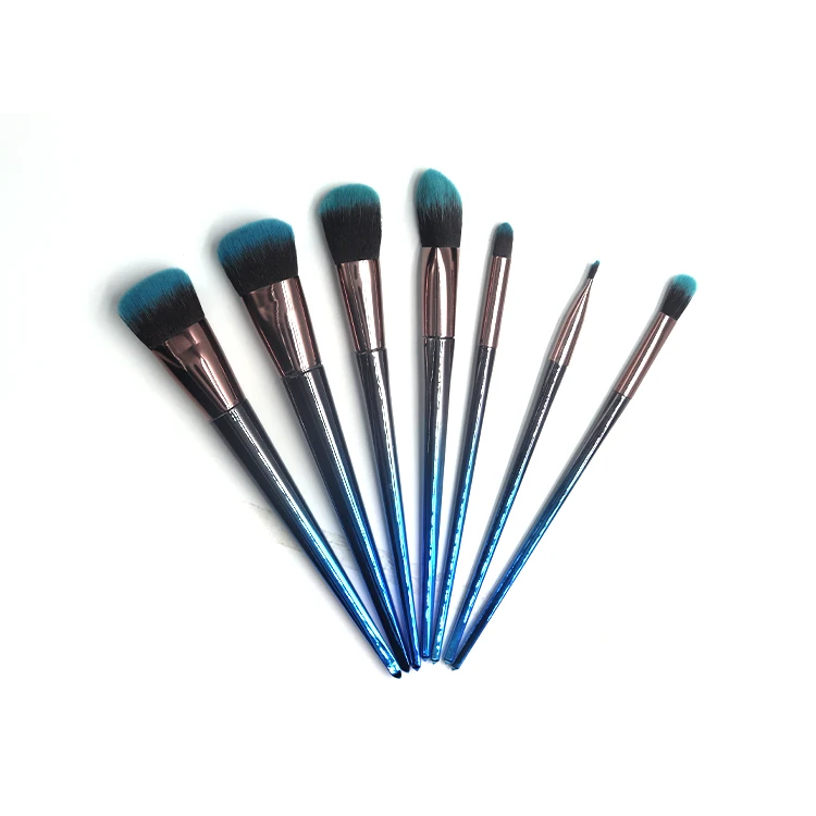 

Custom High Quality Private Label Makeup Brush Set Professional 7pcs Gradient Blue Makeup Brushes, Customized color