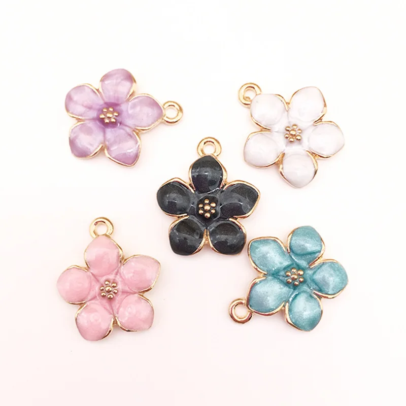 

Zinc Alloy Dripping Oil Phnom Sakura Petal Charms for Jewelry Making 2021