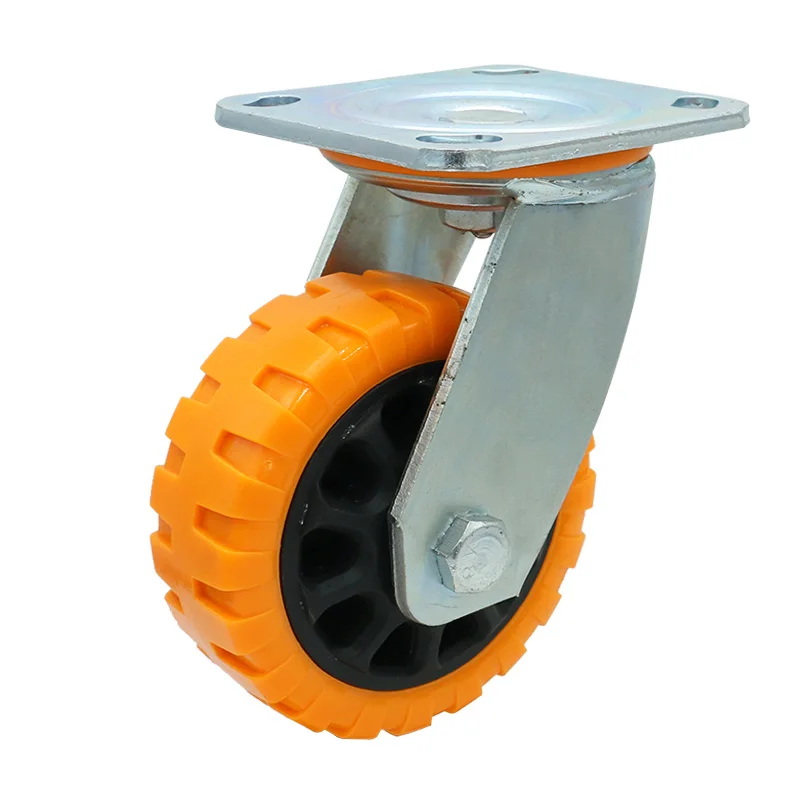 

Industrial heavy duty orange pu swivel caster wheel polyurethane fix and swivel 6"