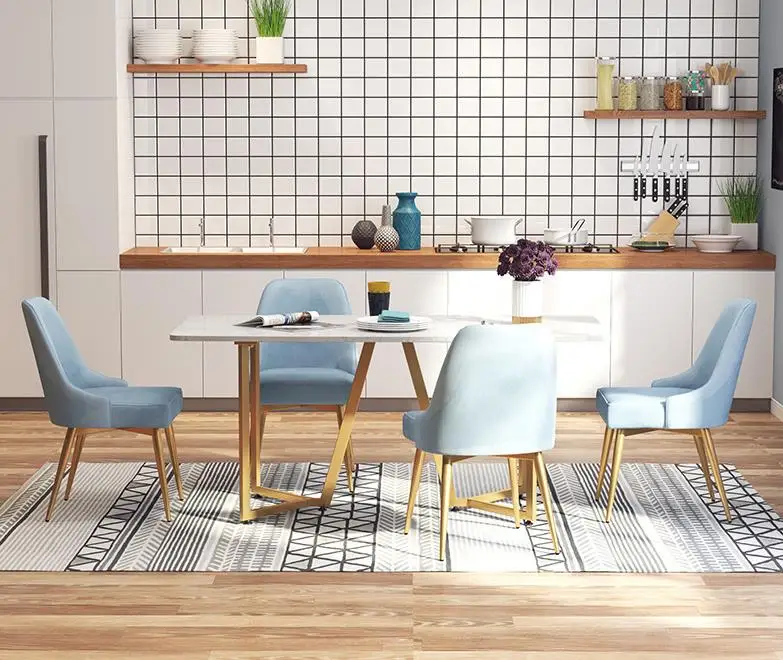 Nordic Modern Simple light luxury Dinning Table Dining Room Hotel Furniture Rectangular Marble Slate Tabletop Dining Table