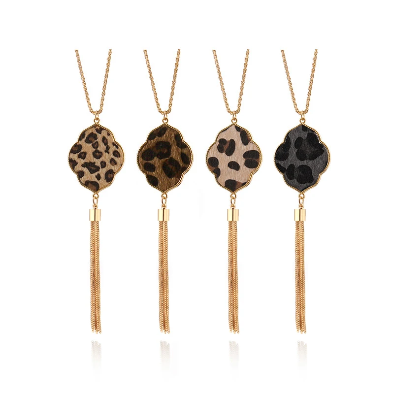 

Wholesale retro leopard pendant necklace stainless steel jewelry