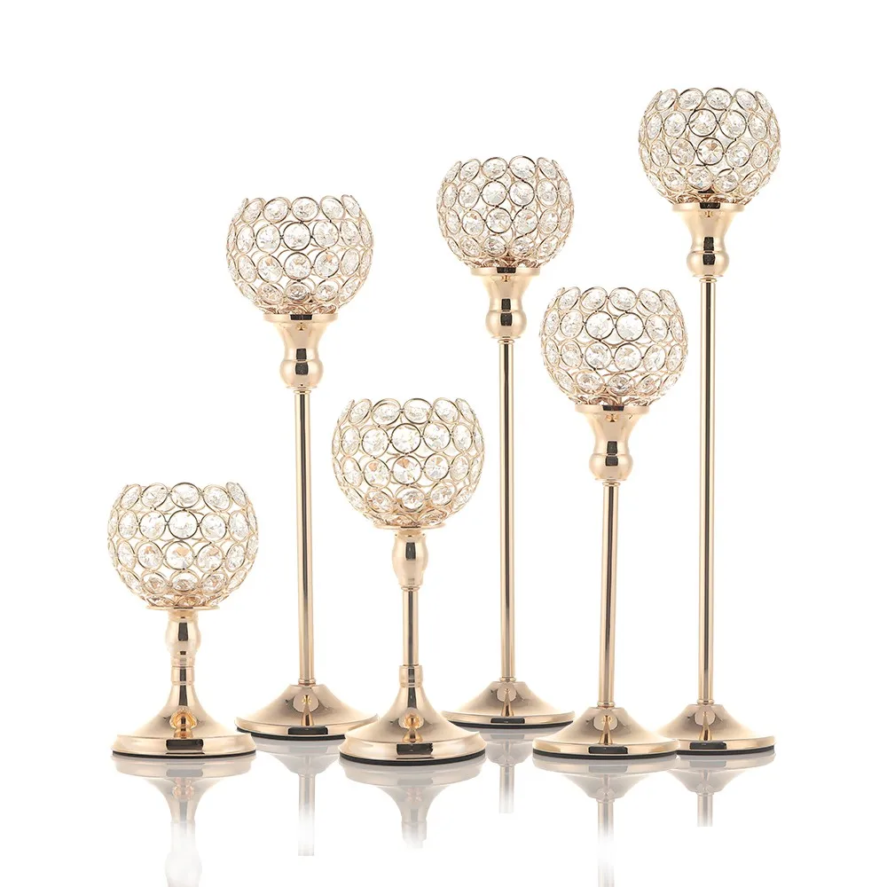 

Wholesale Home Decorative Set of 6 Crystal Candle Holder Glass Home Decoration Custom Package Acrylic Valentine's Day Candelabra