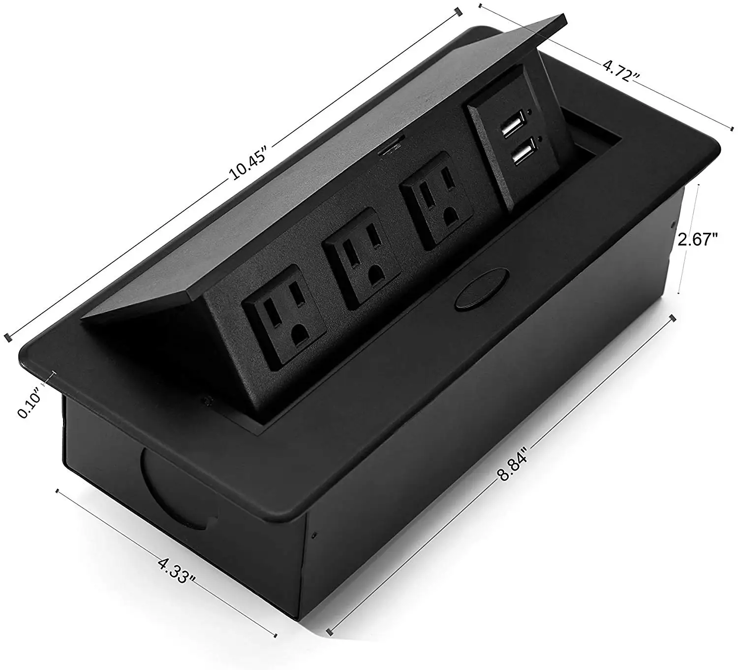 3 Us Power +2 Usb Charging Hidden Connection Box Popup Desk Power