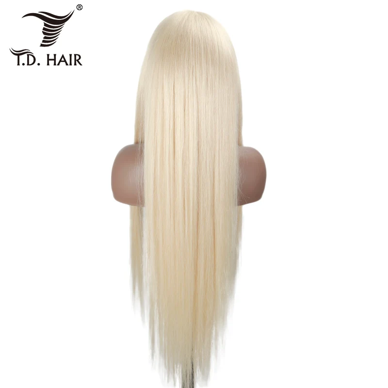 

blonde straight lace front wig 13*4 pre plucked with baby hair 12-30inch in stock straight 613 color human hair frontal wig