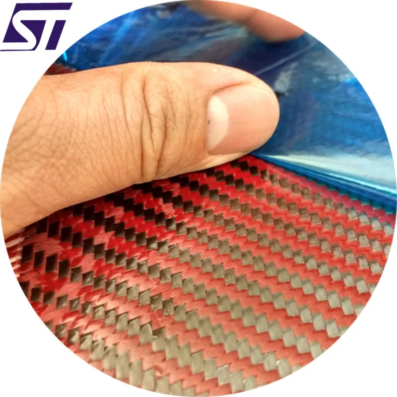 
High-performance Carbon and Red Aramid Hybrid Fabric Prepreg 