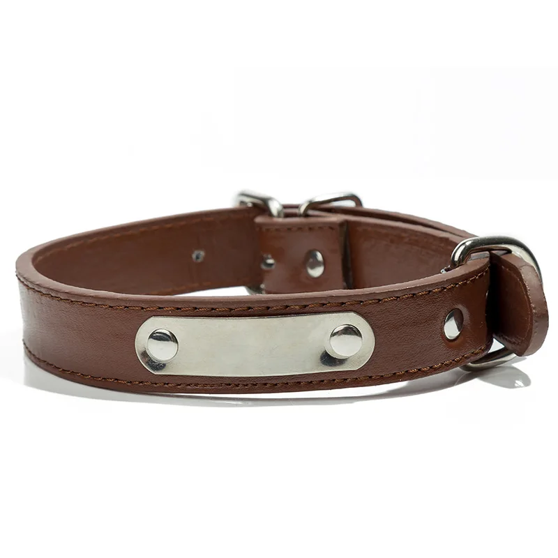 

Best Selling Dog PU Leather Collars With Engravable Nameplate Personalized Dog Collars, Multi colors