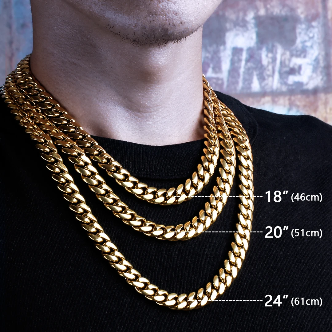 Krkc Gold Filled Miami Cuban Link Chain Necklace Cadena De Oro Mens ...