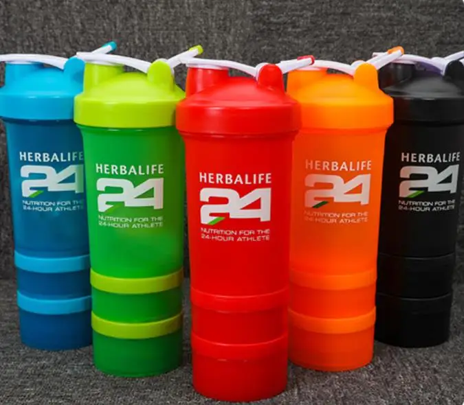 

Customized 0.5L bill box bottle herbalife shaker with 3 layer, Customized pantone