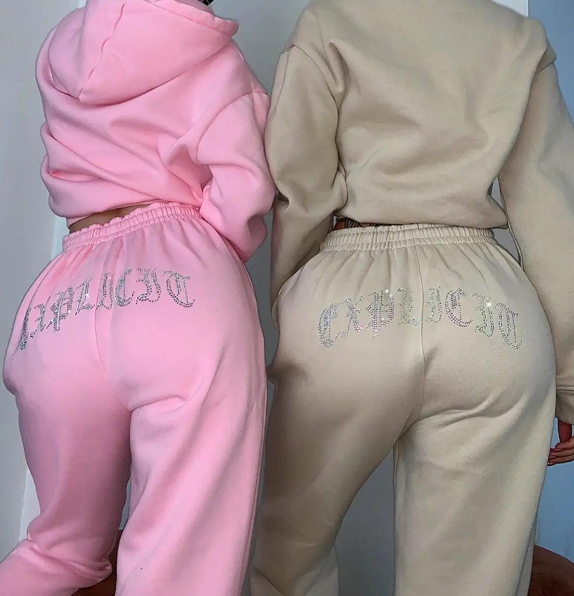 

Wholesale Women Winter Clohting Fleece Thick Two Piece Pants Set Sports Casual Ladies Long Sleeve Hoodie Outfits Track Suit